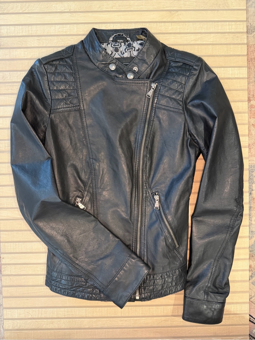 NWOT Guess Black Leather Moto Jacket